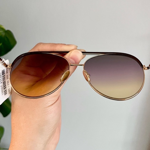 Tod’s Leather Frame Gold & Brown Aviator Sunglasses - Picture 15 of 15